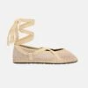 Ribbon Linen Cream -Es Fascinante ribbon linen cream flat shoes flabelus 551398