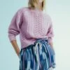 The New Society Russel Woman Cable Sleeve Jumper Iris Lilac
