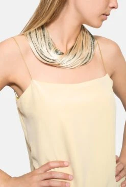 Silk Black Beige And White Nile Necklace -Es Fascinante silk black beige and white nile necklace necklaces victoria de talhora 580609