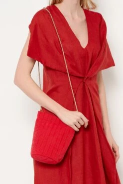 The Mini Cube Bag Raso Plisé Red -Es Fascinante the mini cube bag raso plise red shoulder bags the bag lab 534212