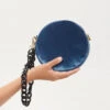The Mini Round Bag New Velvet Blue Cielo -Es Fascinante the mini round bag new velvet blue ciel mini bags the bag lab 496038