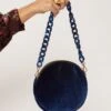 The Mini Round Bag Velvet Blue 1 The Mini Round Bag Velvet Blue -Es Fascinante the mini round bag velvet blue bag the bag lab 909671