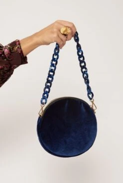 The Mini Round Bag Velvet Blue