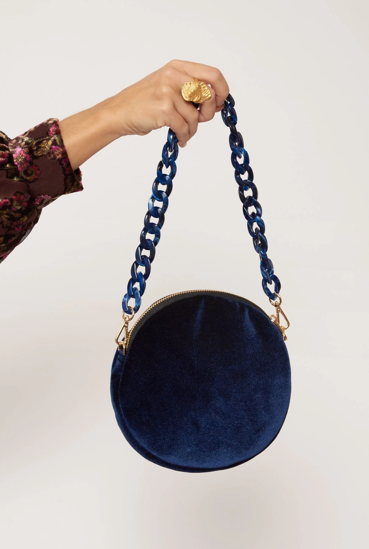 The Mini Round Bag Velvet Blue 3 The Mini Round Bag Velvet Blue