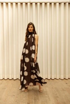 Preorder - Envío 4 Julio Vestido Coppola Topo Marrón-beige