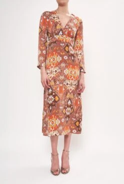 VESTIDO IKAT MOSTAZA