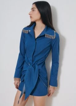 Vestido Knot Denim -Es Fascinante vestido knot denim dresses marta marti 618143