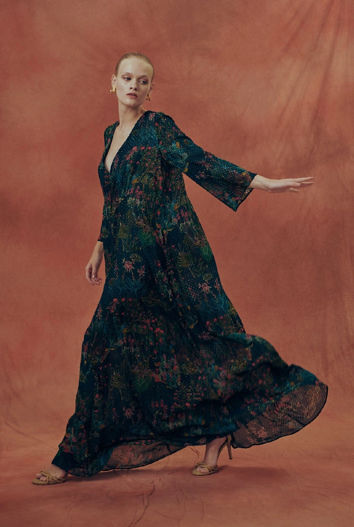 Vestido Largo Kaftan Estampado "Majorelle" 4 Vestido Largo Kaftan Estampado "Majorelle" - Imagen 2