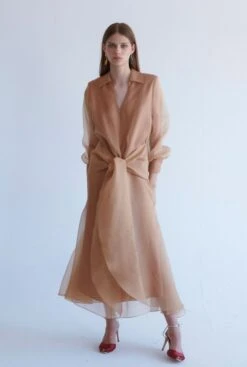 Vestido Midi Lazada Camel
