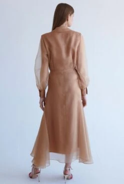 Vestido Midi Lazada Camel -Es Fascinante vestido midi lazada camel dresses miguel marinero 579364