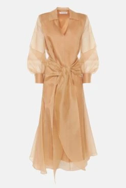 Vestido Midi Lazada Camel -Es Fascinante vestido midi lazada camel dresses miguel marinero 895384