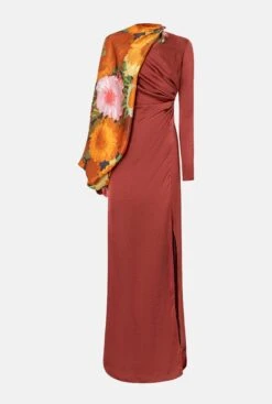 Vestido Oliva Asimetrico Marron