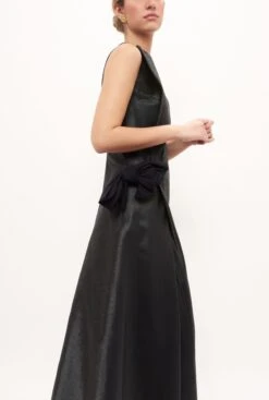 Vestido Semientallado Lazo Negro Brillante - Pre- Order -Es Fascinante vestido semientallado lazo negro brillante pre order dress devota lomba 860291