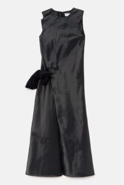 Vestido Semientallado Lazo Negro Brillante - Pre- Order